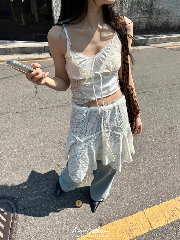 蕾絲拼接不規則背心(闆娘.花花清單)